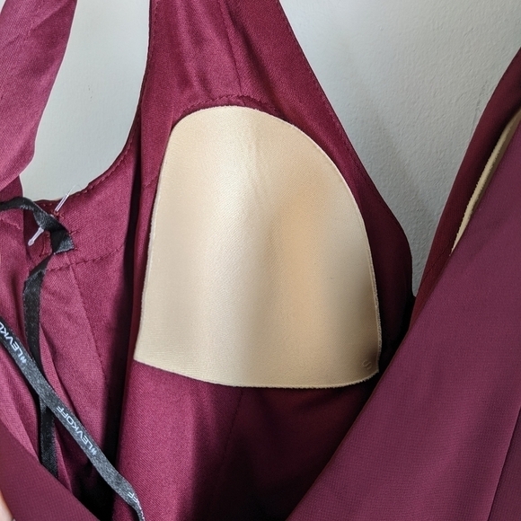 BILL Levkoff Wine Burgundy V Neck Chiffon Gown 10 - Picture 10 of 16